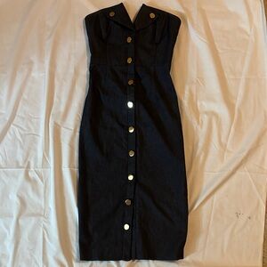 Cushnie et Ochs Strapless Denim Button-Front Sheath Dress